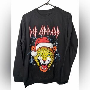 Def Leppard Santa Hat Leopard Black Christmas Sweatshirt